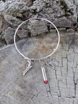 Patriotic Bangle Bracelet Handmade with Swarovski Crystals by Beads, Bullets, and Bows.